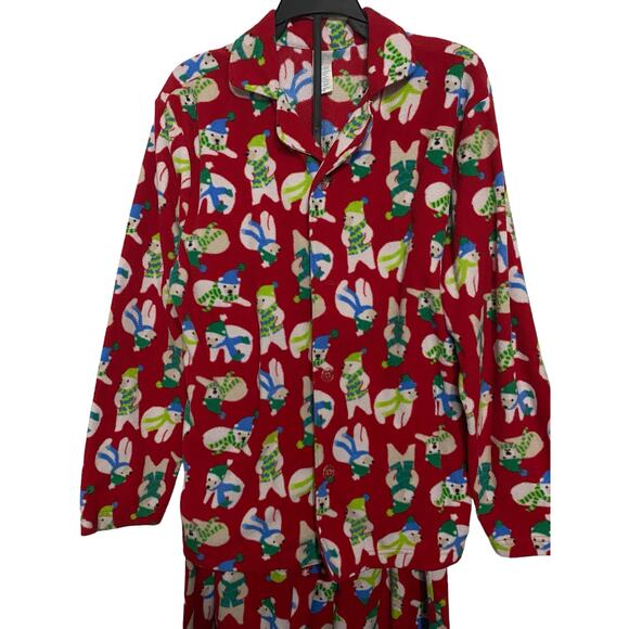 The Children's Place Pajama Set Child/Womans Small Petite Red White Snowmen - Picture 1 of 6